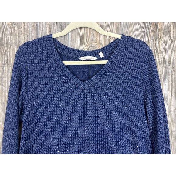 Soft Surroundings Blue Lima Long Sleeve Printed Knit Tunic Dress MED Minimalist - Picture 2 of 15